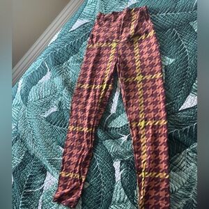 Offline Printed Houndstooth Leggings - Rust and Yellow